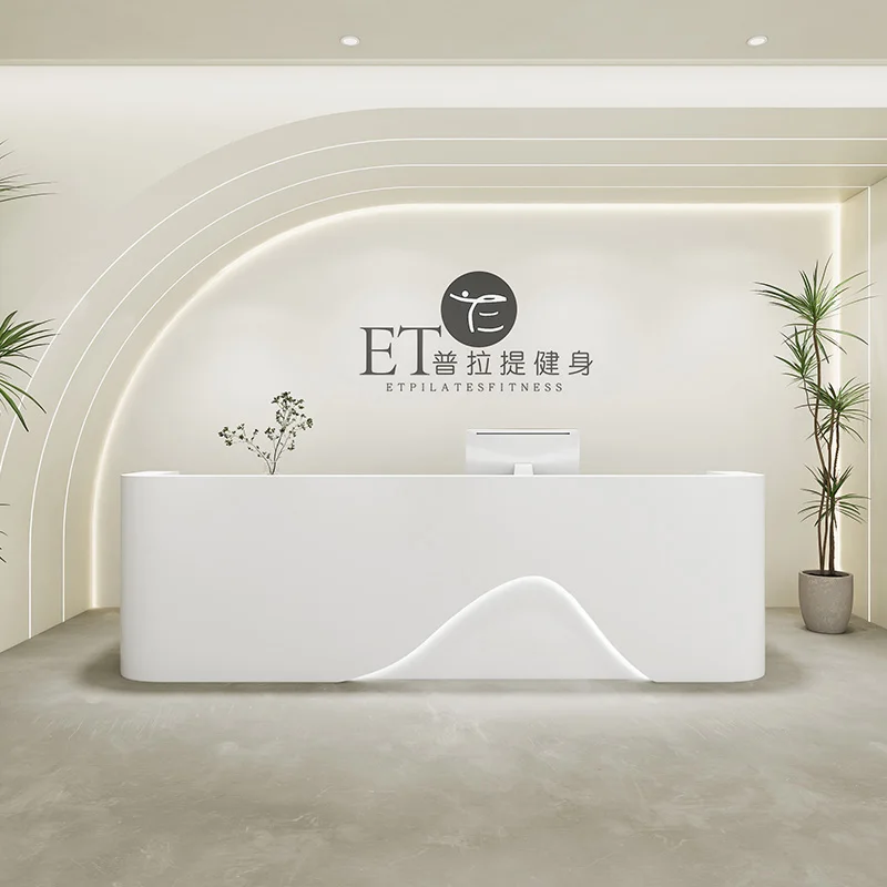 Front Desk Reception Desk Beauty Salon Stand Banco Supermarket White Reception Desk Cashier Table Comptoir Caisse Bar Furniture