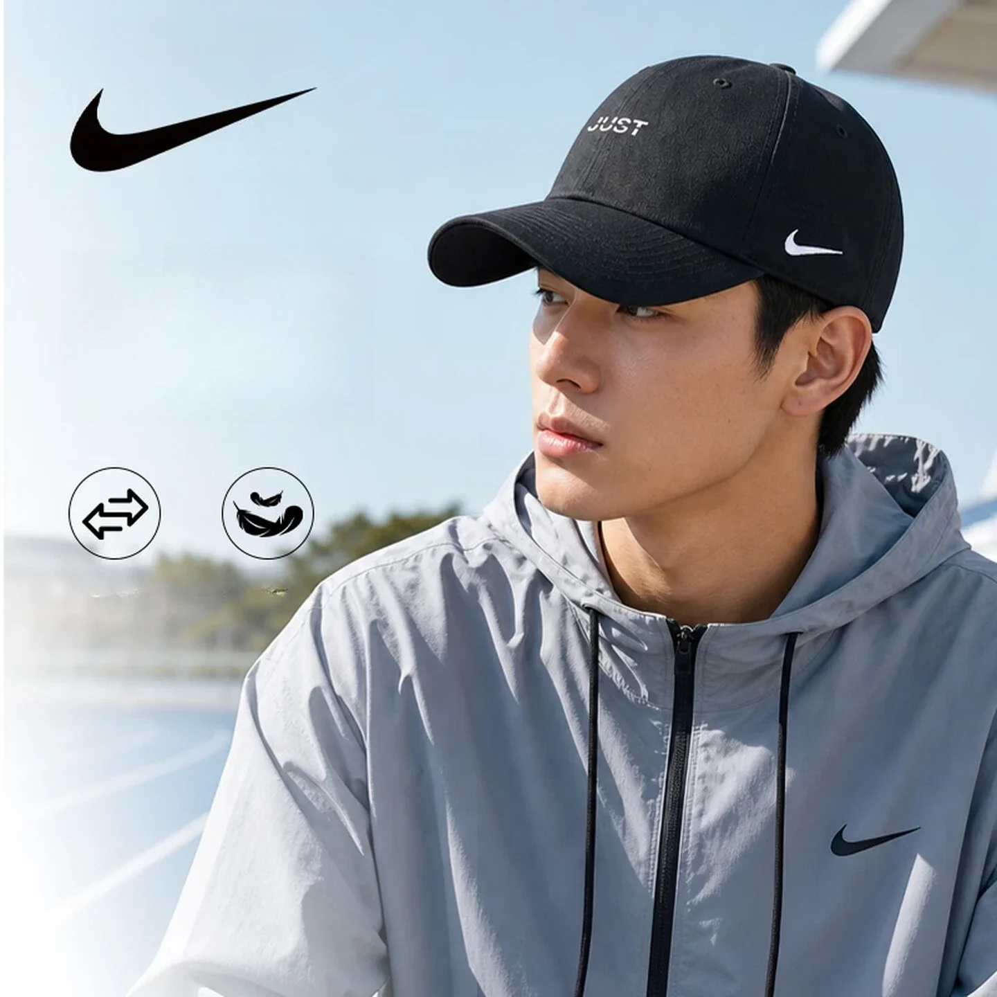 Nike Team Cap Unisex Sports Hat Lightweight Sun Protection Breathable Baseball Cap For Outdoor Running Hiking IB8895-010-A59