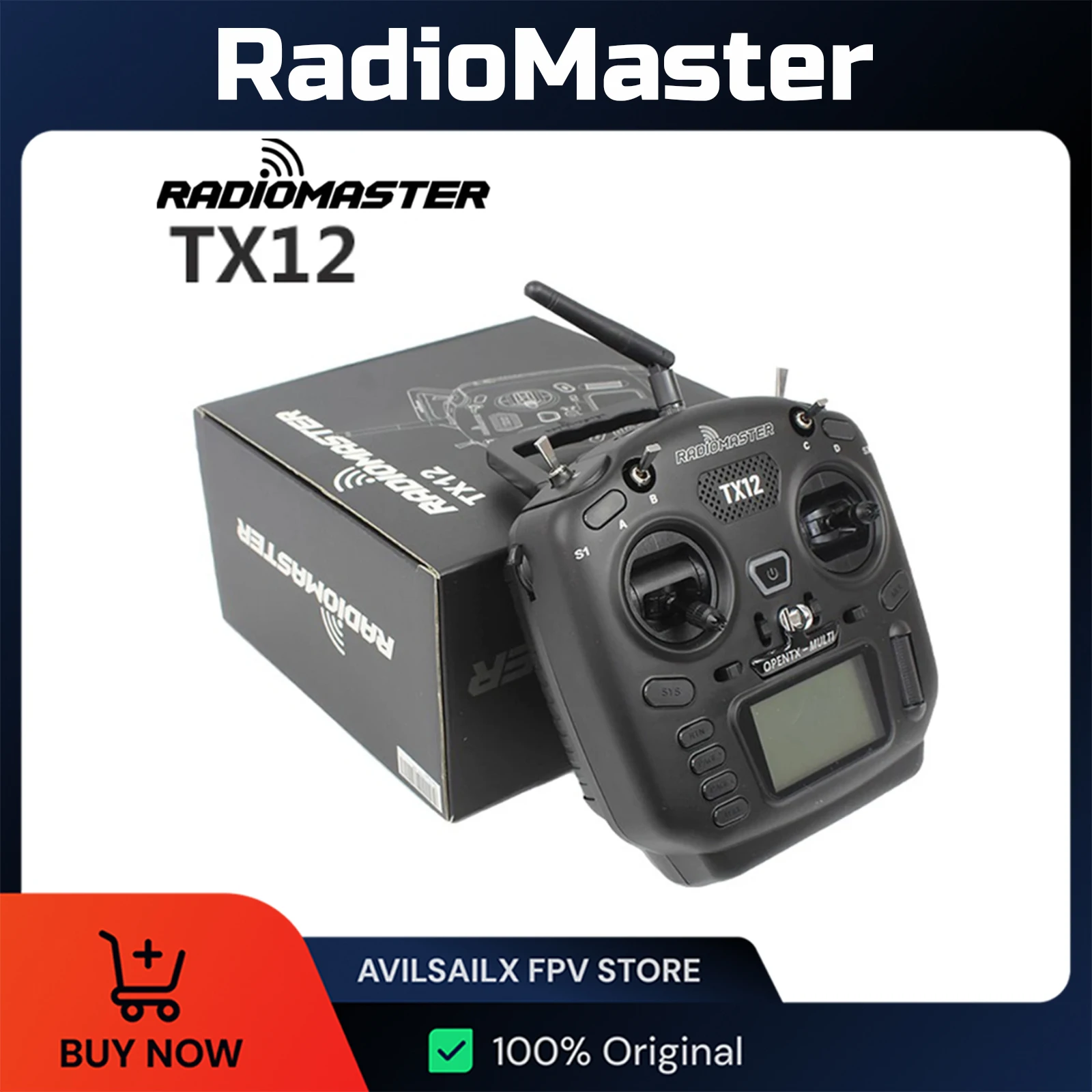 

RadioMaster TX12 MKII EdgeTX 2.4GHz 16CH Transmitter, Hall Gimbals & Multi-Protocol, Best for FPV Drones, RC Racing Car, Quadcop