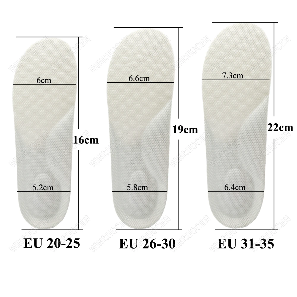 แผ่นรองรองเท้าเด็กแบบมีเมมโมรี่โฟม 1/2 คู่ ระบายอากาศ ดูดซับแรงกระแทก รองรับอุ้งเท้าแบน สำหรับใส่วิ่ง ยี่ห้อ WINRUOCEN ﻿