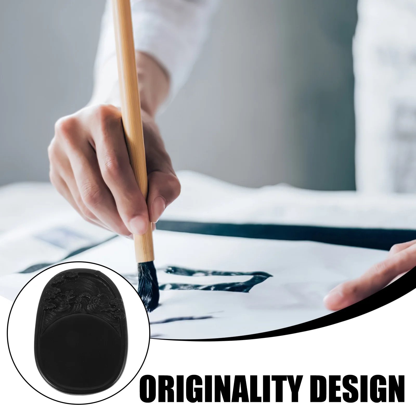 

Preserve Chinese Calligraphy Inkstone Stone Ink Slab Delicate Desktop Ink Holder for Writing Grinding Drawing Chinese Inkstone