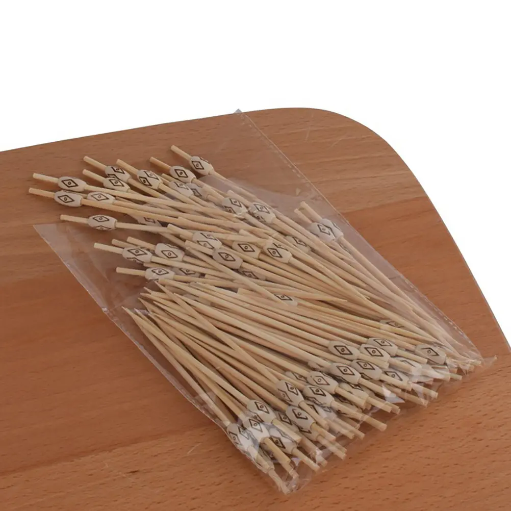 100Pcs Organic Bamboo Cocktail Picks Waist Drum Shaped Fruit Sticks for Beverage Garnish Caprese Skewers Catering
