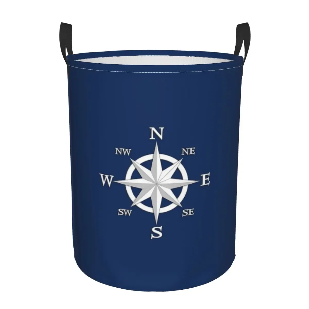 Eight Point Compass Rose, White And Navy Blue Foldable Laundry Baskets Dirty Clothe Sundries Storage Basket Home Organizer Large