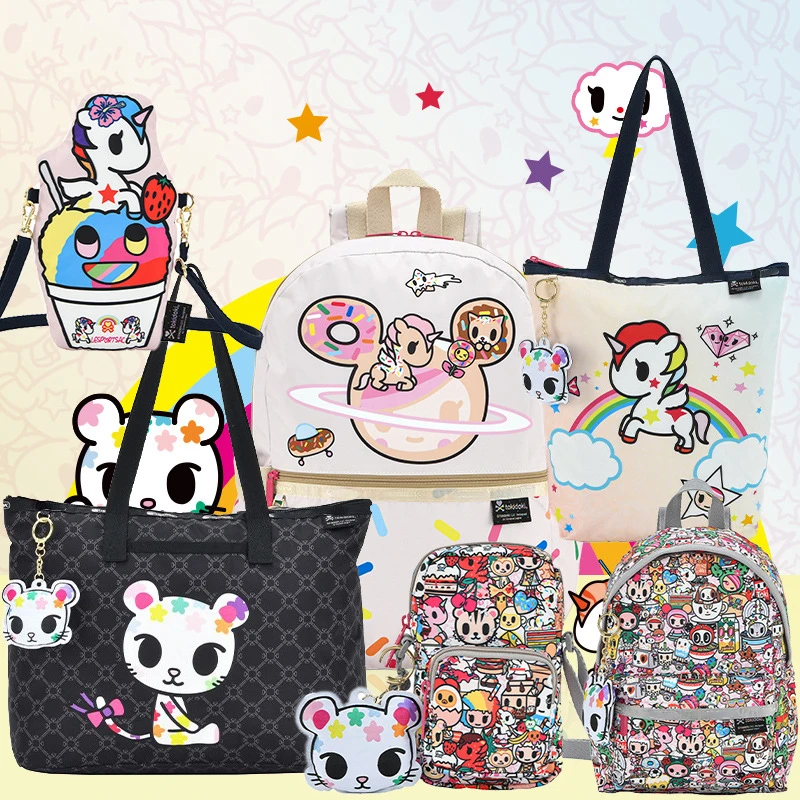 Mochila unicórnio dos desenhos animados impermeável, bolsa crossbody, pano de ombro, mochila leve, bolsa de nylon, nova moda, toki animado