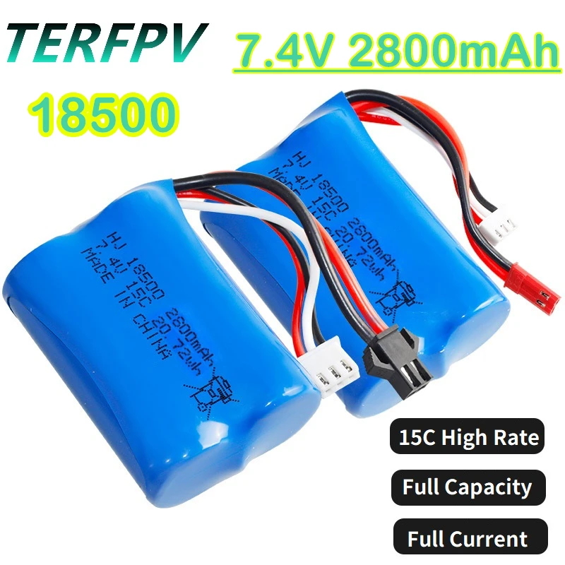 18500 Rechargeable Battery 7.4V 2800mAh 15C High Rate Suitable for Remote Control Car Off-road Vehicle High-speed Car Battery