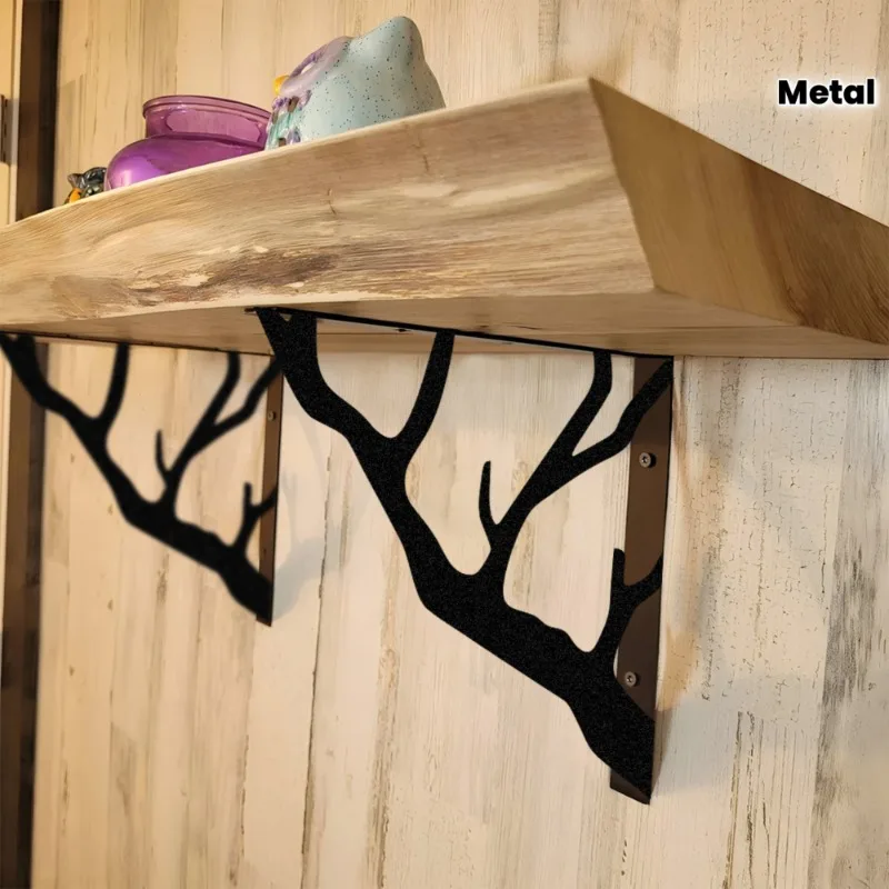 Tree Branch-Shaped Metal Shelf Bracket, L-Shaped Metal Support, Suitable for Decorative And Practical Shelving in Kitchens