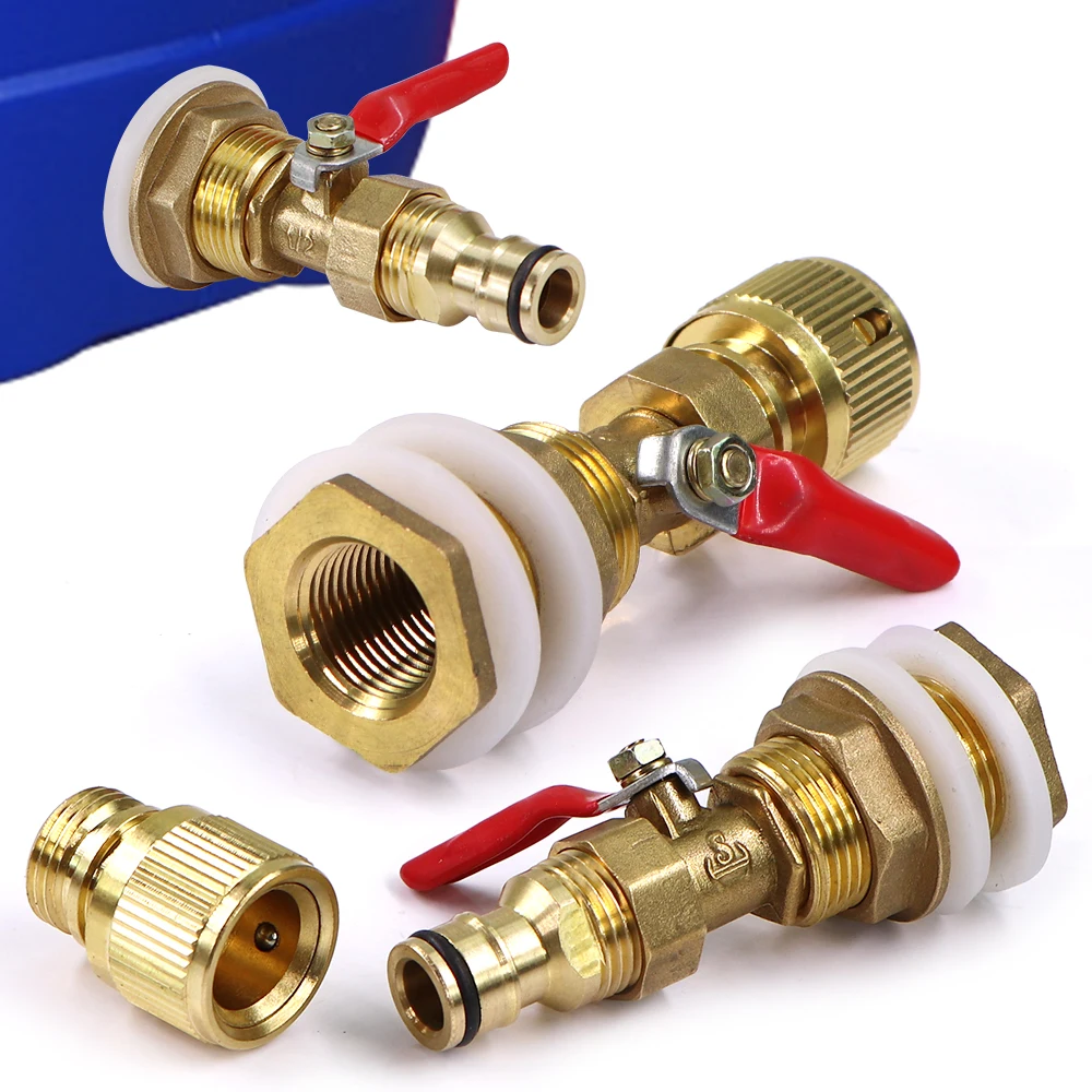 16mm Brass Ball Valve Water Tank Joint Quick Connector for Garden Irrigation Aquarium Fish Tank Adapter Double Silicone Gasket