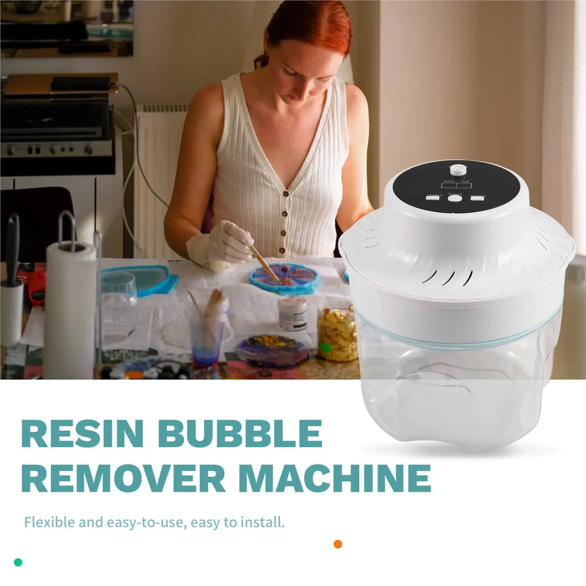 Resin Bubble Remover, Bubble Remover Machine,3-10 Mins Remove 99% Bubble,99 KPa Resin Vacuum Chamber Eu Plug