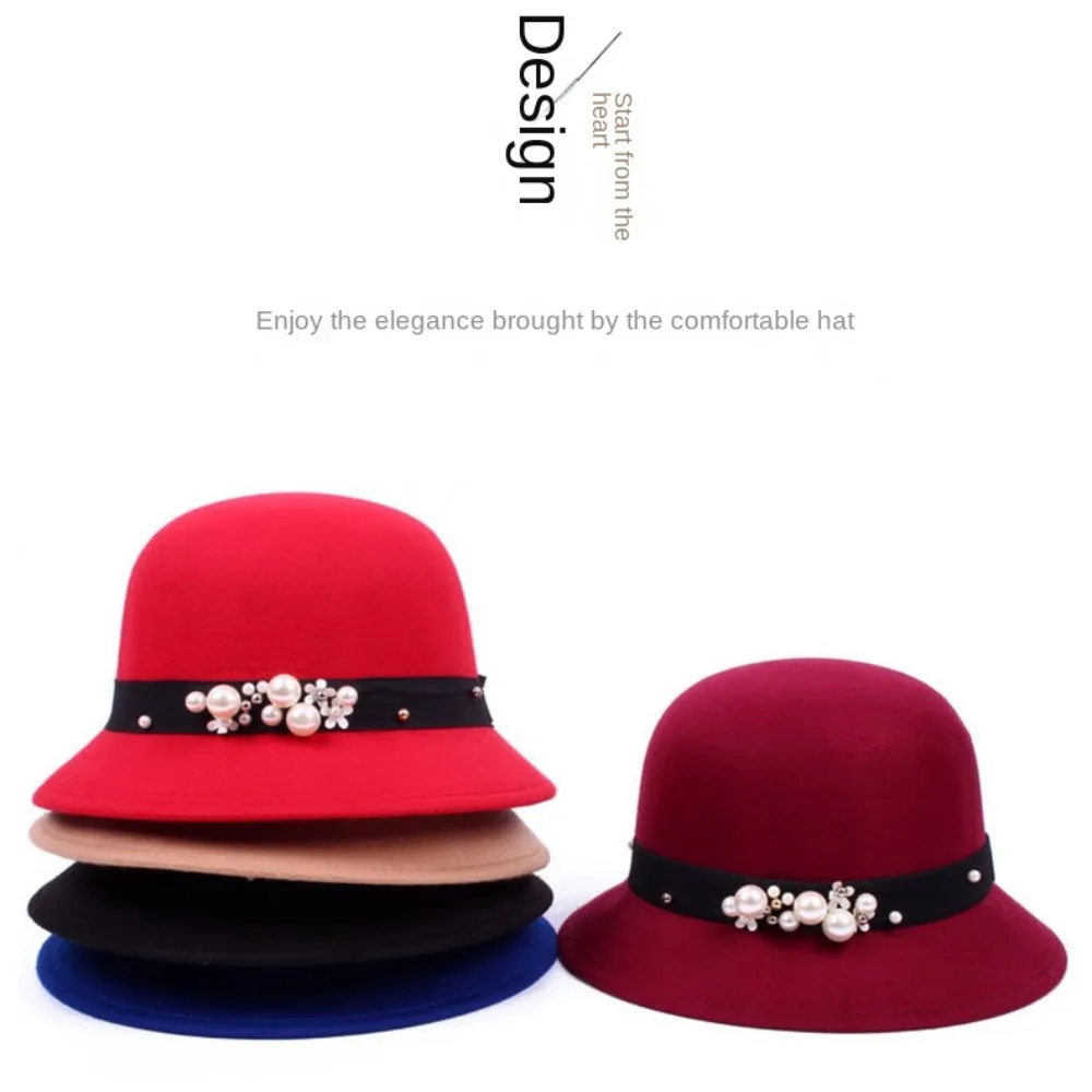 أزياء صياد قبعة أنيقة الكنيسة الرامي قاء زجاجي القبعات ورأى الصوف غطاء دلو الخريف الشتاء قبعة تدفئة المرأة خمر قبعة الرجعية