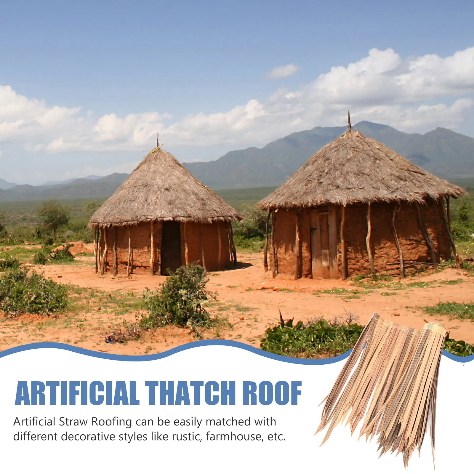 

Fire Retardant Artificial Thatch Roofing Waterproof Uv Resistant For Garden Hut Patio Shade Decor Outdoor Indoor Landscaping