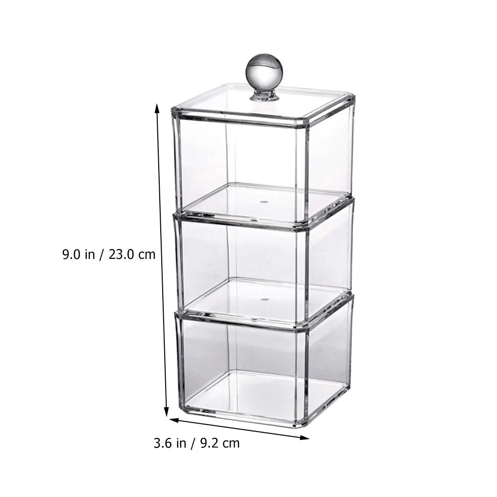 1Set Premium Acrylic Transparent Makeup Cotton Storage Box with Lid for Cotton Pads Swabs Toothpicks Tools Organizer