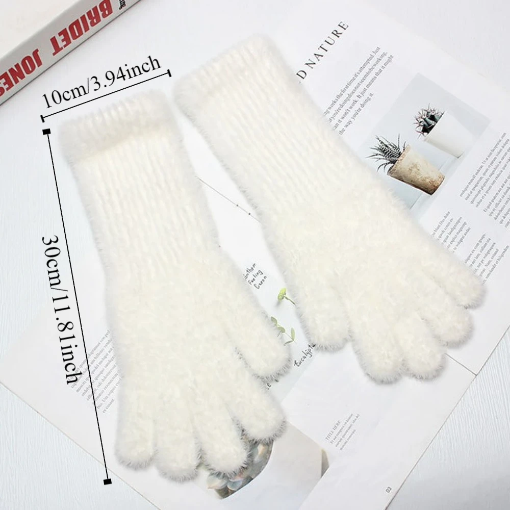 Mode Touchscreen Kunst pelz Handschuhe wind dichte warme Plüsch Strick handschuhe Wolle einfarbig Winter Frauen Fäustlinge männlich