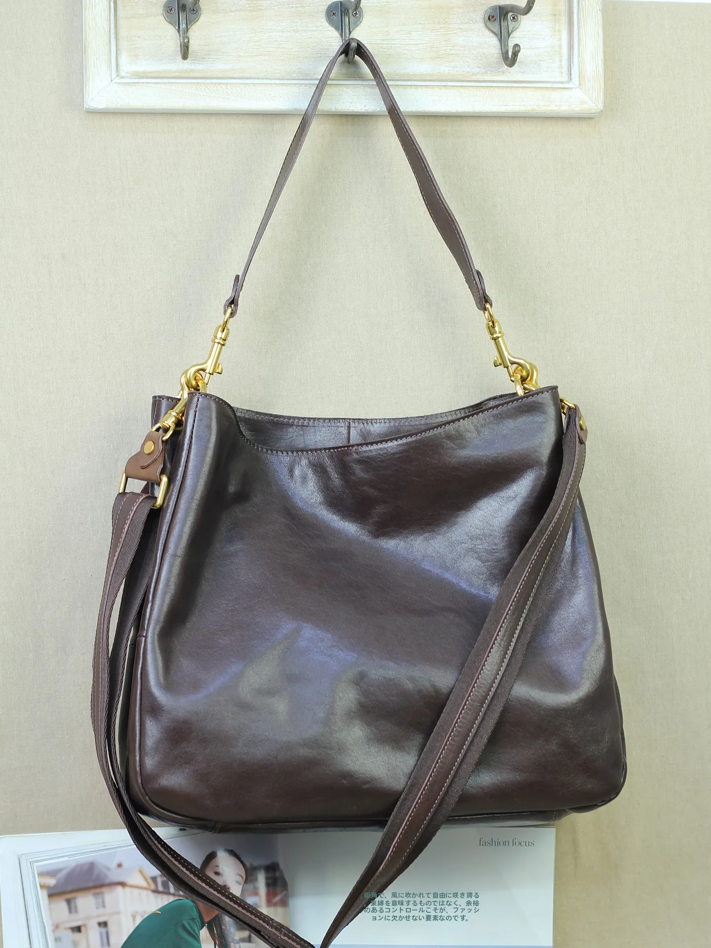 

Elegant Vintage Top Layer Cowhide Leather Tote Bag Large Capacity Casual Simple Style Crossbody Bag Soft Square Shape for All...