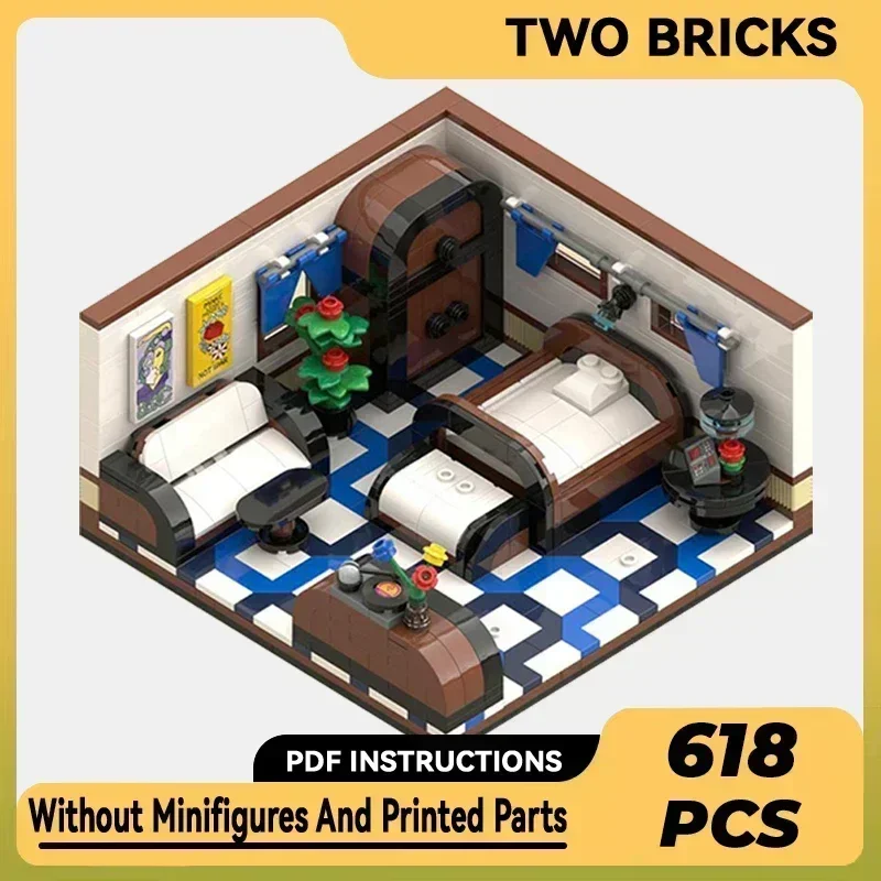 Kleine Diorama Model Moc Bouwstenen Keuken en Moderne Slaapkamer Technologie Modulair Blok Cadeau Kerst Speelgoed DIY Set Montage