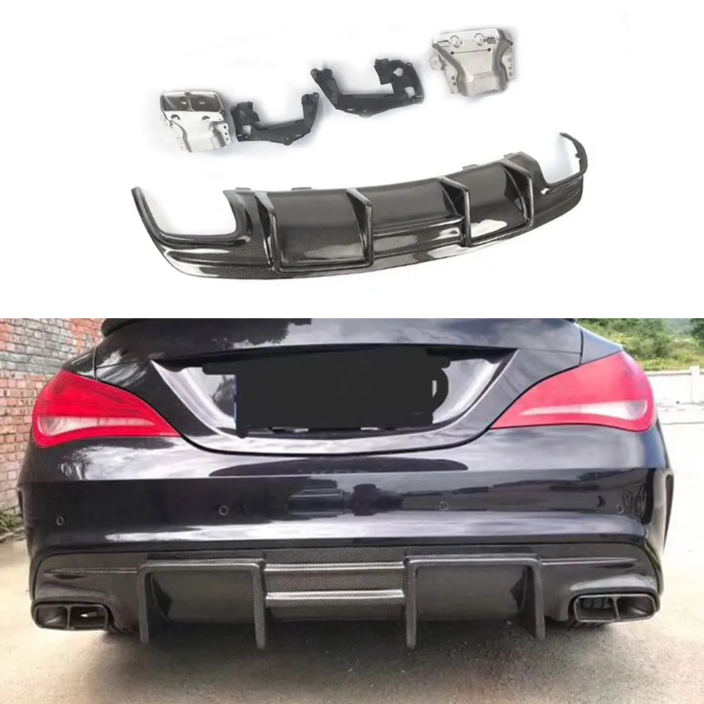 

CKMUUER Carbon Fiber Rear Lip Diffuser Spoiler For Benz CLA Class W117 CLA250 CLA260 CLA45 2013-2019 Back Bumper Exhaust Tips