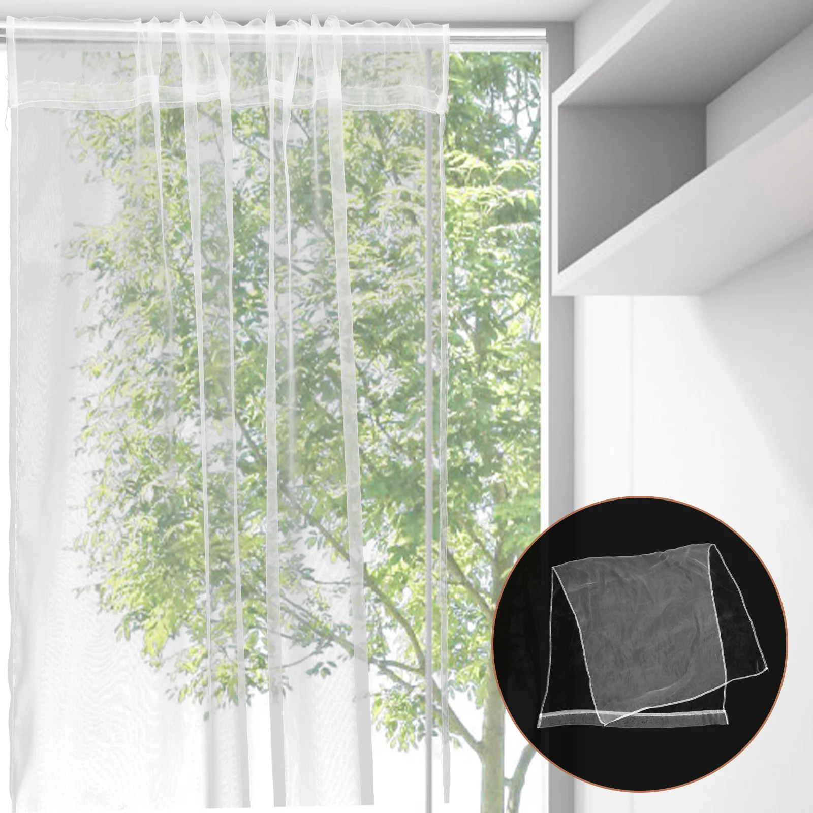 2 قطعة ستائر بيضاء شفافة نافذة غرفة النوم شفافة أنيقة ثنى البوليستر ستارة الزخرفية البوليستر ستارة نافذة الشاشة
