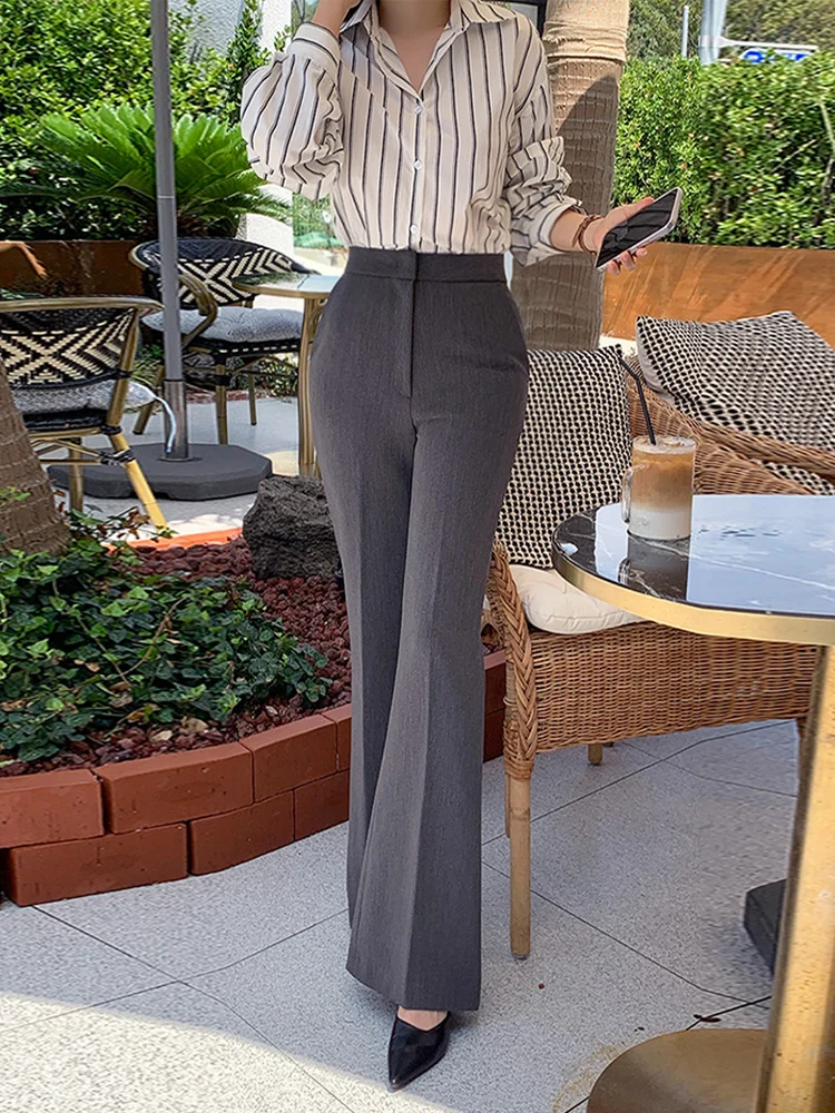 High Waist Draped Trousers Women's Spring Summer New Style Slimming Suit Pants Simple Fashion Casual Pants Polyester Fiber