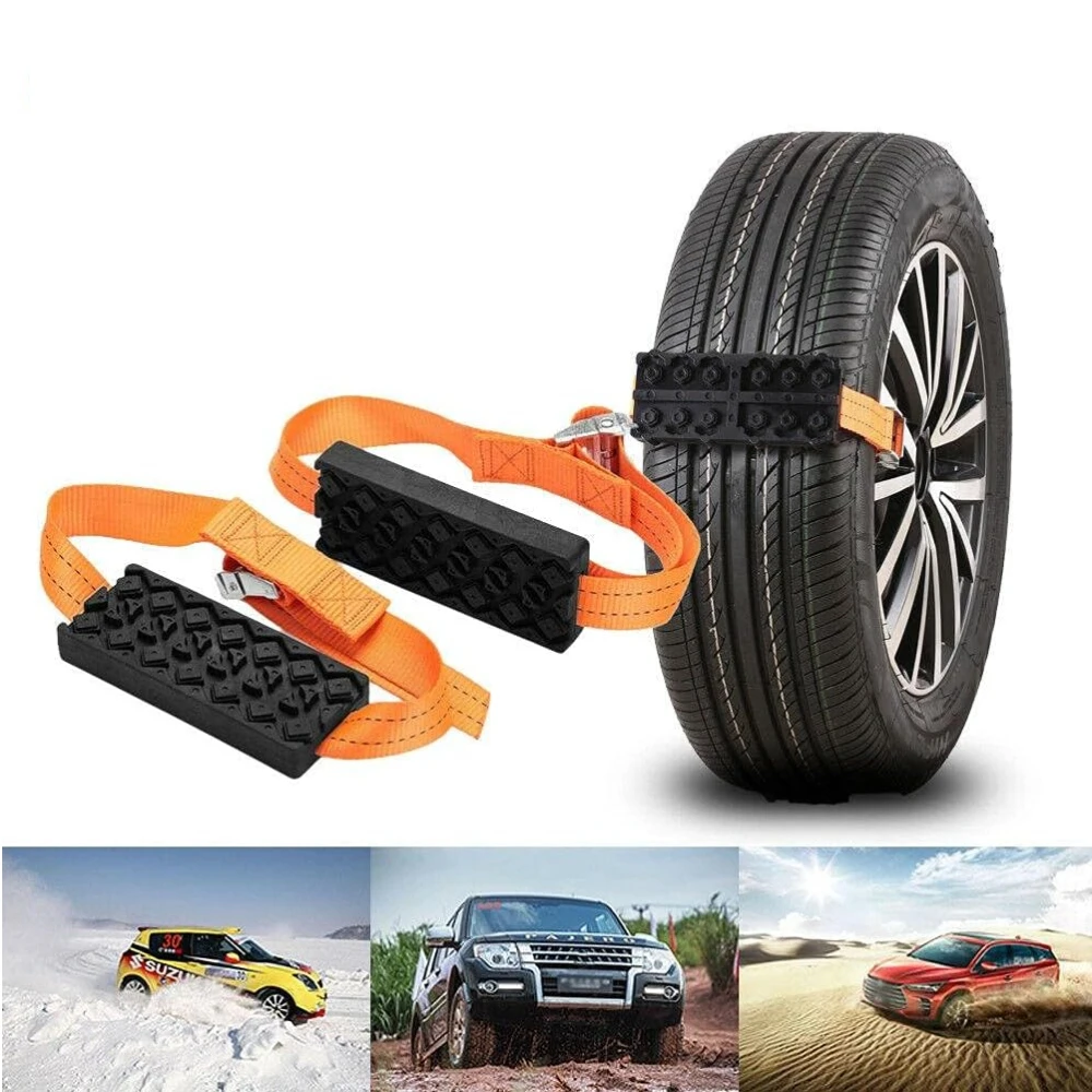 

2pcs Universal Snow Chains for Car Truck SUV Bus Adjustable Length Anti-skid Tire Chains for Ice Snow Muddy Road Driving