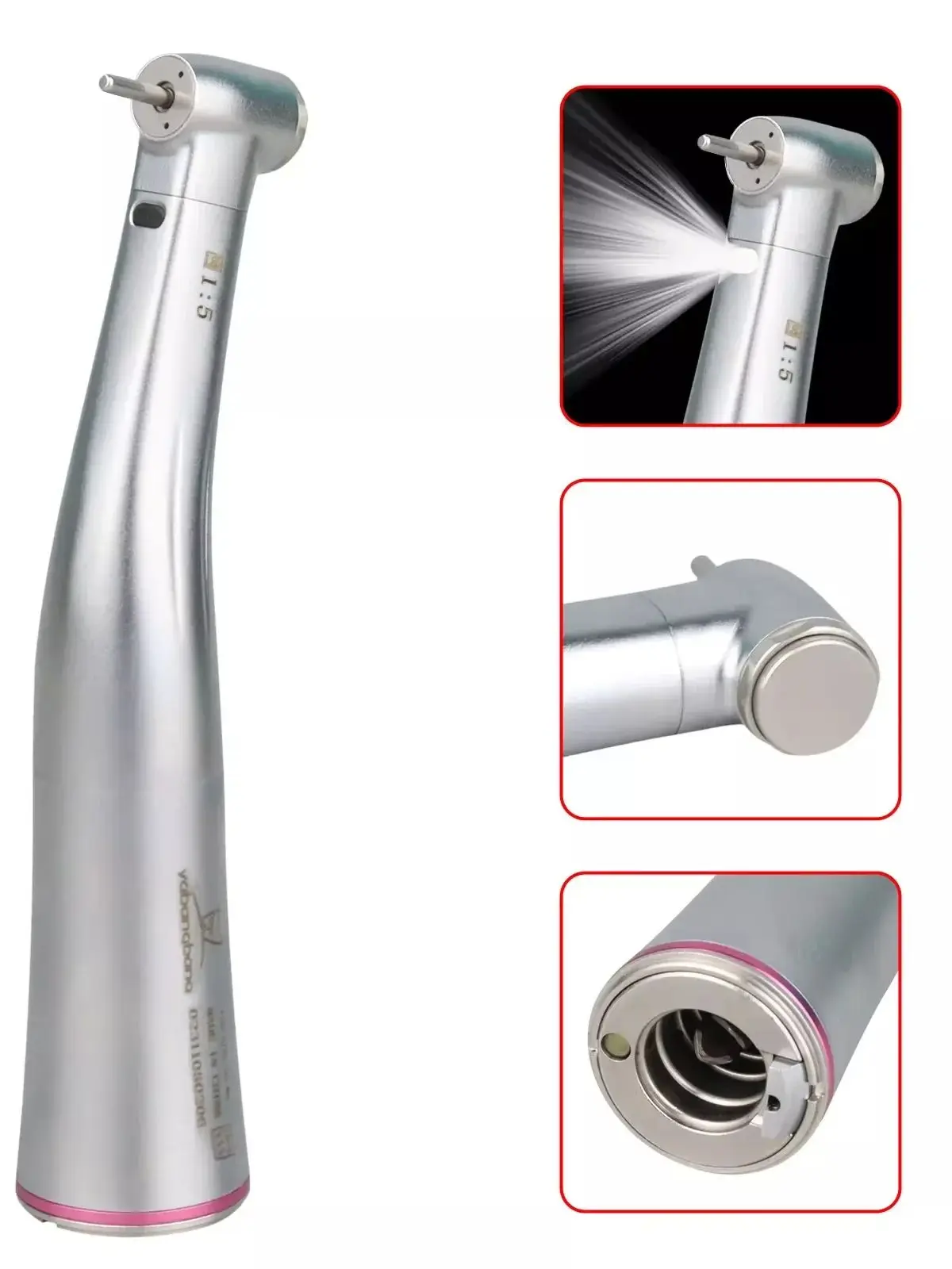 X95L Dental-Winkelstück 1:5 mit Steigender Geschwindigkeit, LED-Faseroptik-Handstück, Innenwasser-Kühlung, Roter Ring, Passend für NSK Ti-Max