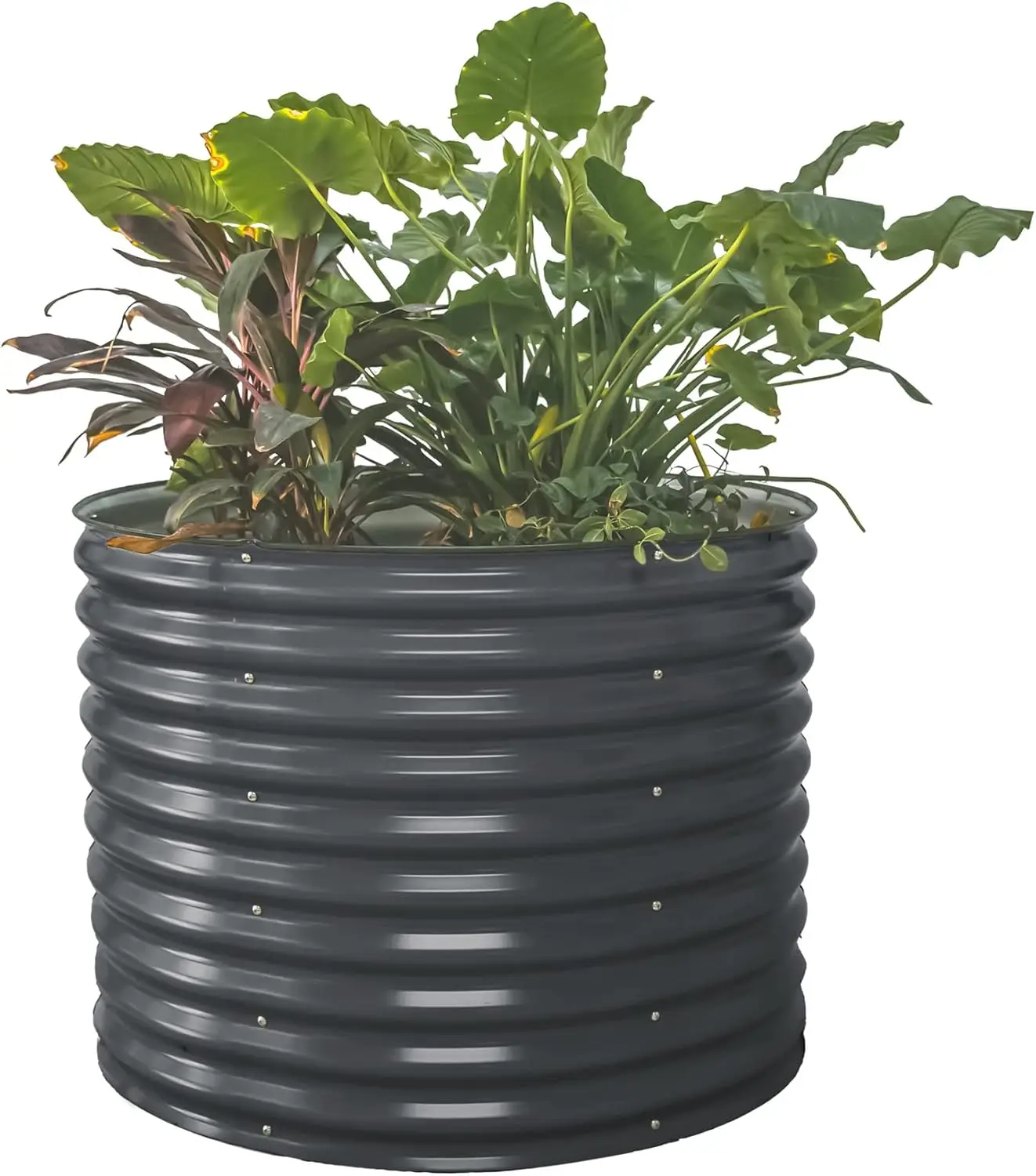 

32" Tall 42" Round Raised Garden Bed Raised Bed Planter Box for Vegetables Flowers Patio-Modern Gray