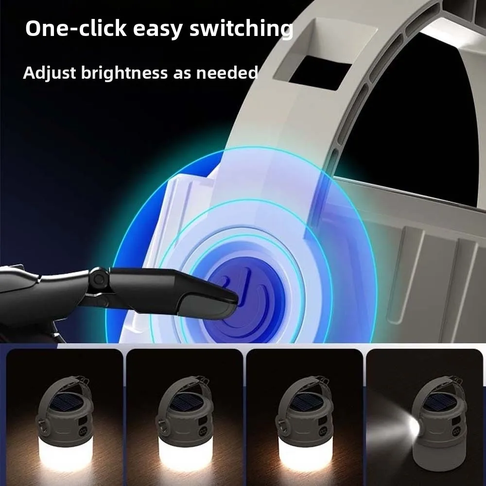 المحمولة المحمولة ضوء التخييم الشمسية مع الناتج عكس الضوء البيج خيمة مصباح 1200mAh بطارية LED مصابيح تعليق للزينة المشي لمسافات طويلة #1