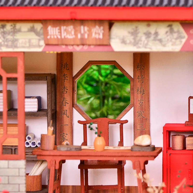 OUZEY Oriental Courtyard Villa DIY، مجموعة نماذج خشبية ثلاثية الأبعاد، لعبة بناء ثقافية للمراهقين #2