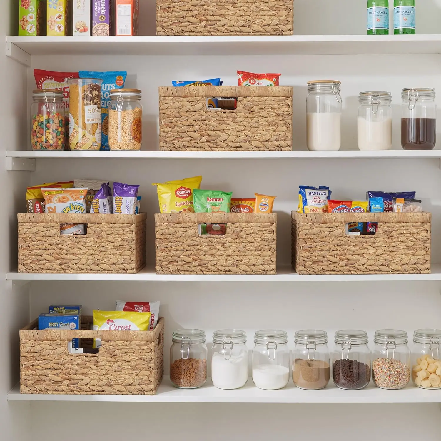 

Большая прямоугольная плетеная корзина в упаковке — хранилище из гиацинта для воды, встроенные ручки | для владельцев дома/рейнтров | Гостиная/спальня