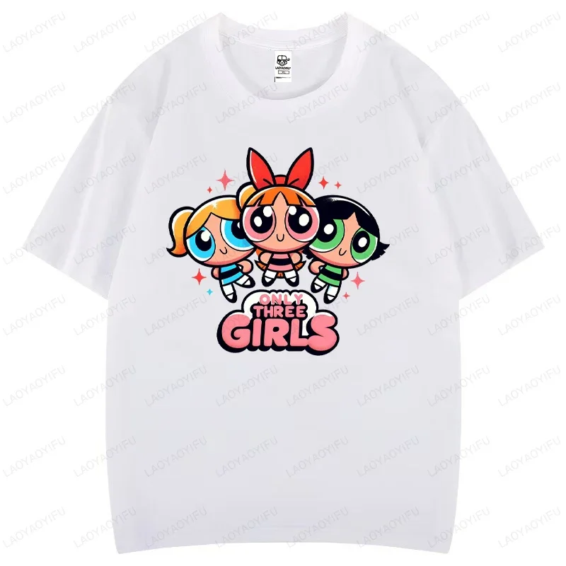 

The P-Powerpuffs Girls Cartoon Printed T-shirt Women Show Y2K Funny Casual Cotton T Shirts Summer O Neck Hip Hop Tees Clothes