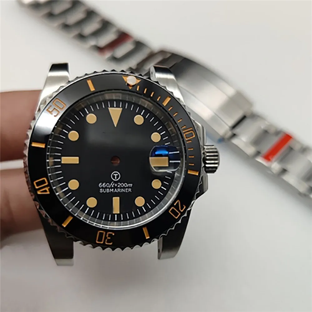 Technological Watch Case Dial Strap Kit C3 Strong Green Luminous Diving Watch Case Kit for NH35A