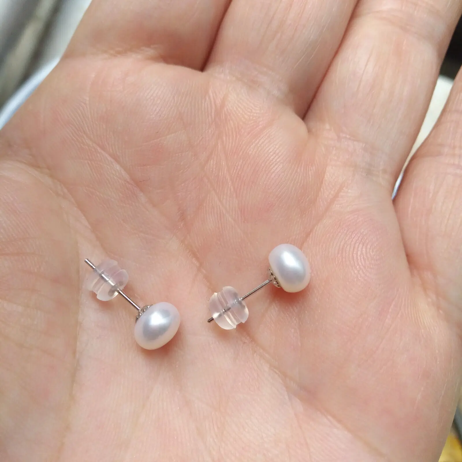 Exceptional Customizable 9-10mm Real Natural White Akoya Pearl Stud Earrings Apply Any Occasion