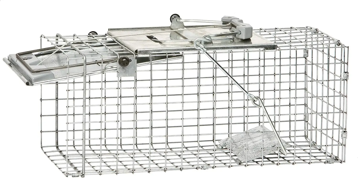 

Easy-Set Humane Live Animal Trap for Squirrels, Rabbits, Skunks - Catch and Release Small Animals Safely