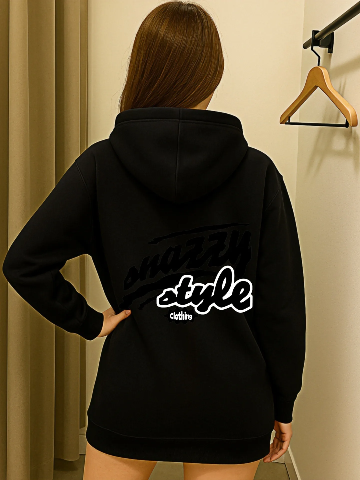 هوديي جرافيك للنساء، طباعة حروف، نمط ملابس الشارع، مزيج القطن، ملابس يومية غير رسمية، للشباب #2