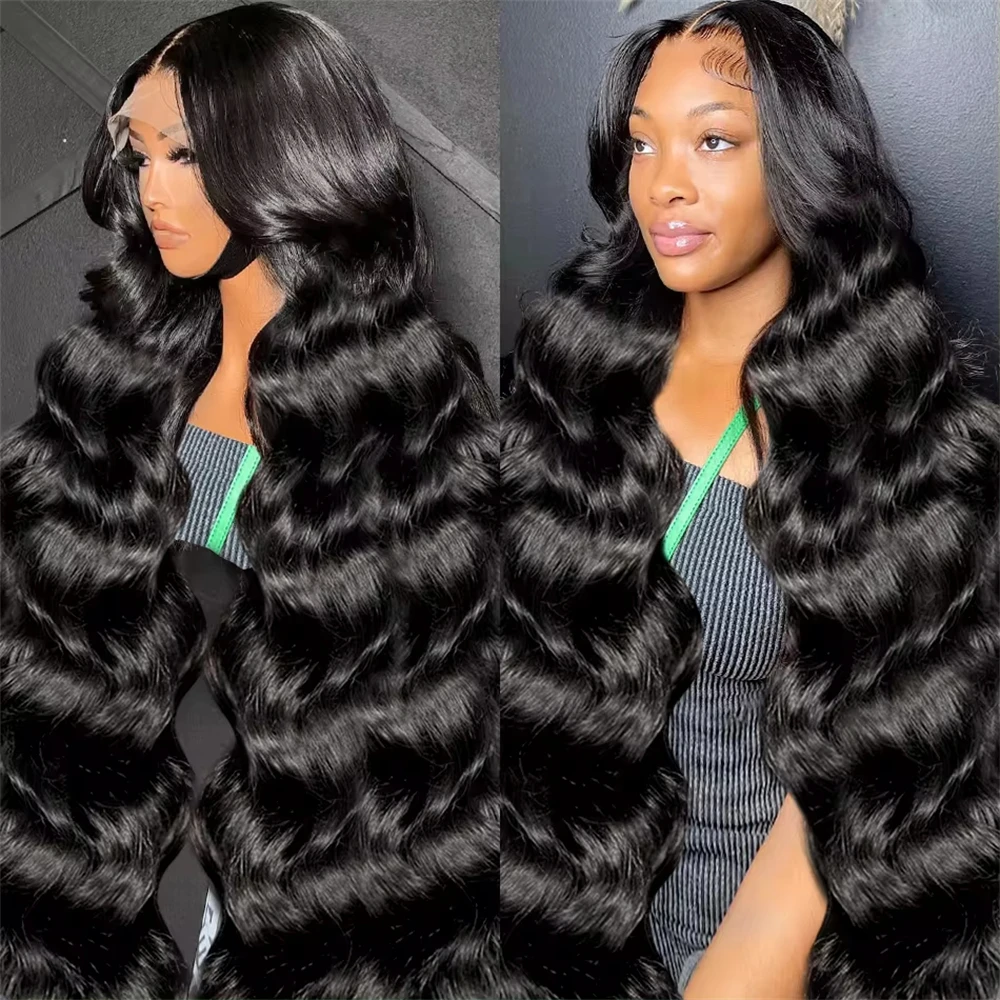 30 Inch 13x4 Body Wave Lace Frontal Wig 100% Human Hair  Transparent Lace Front Wig Brazilian Raw Preplucked Curly Wig For Women