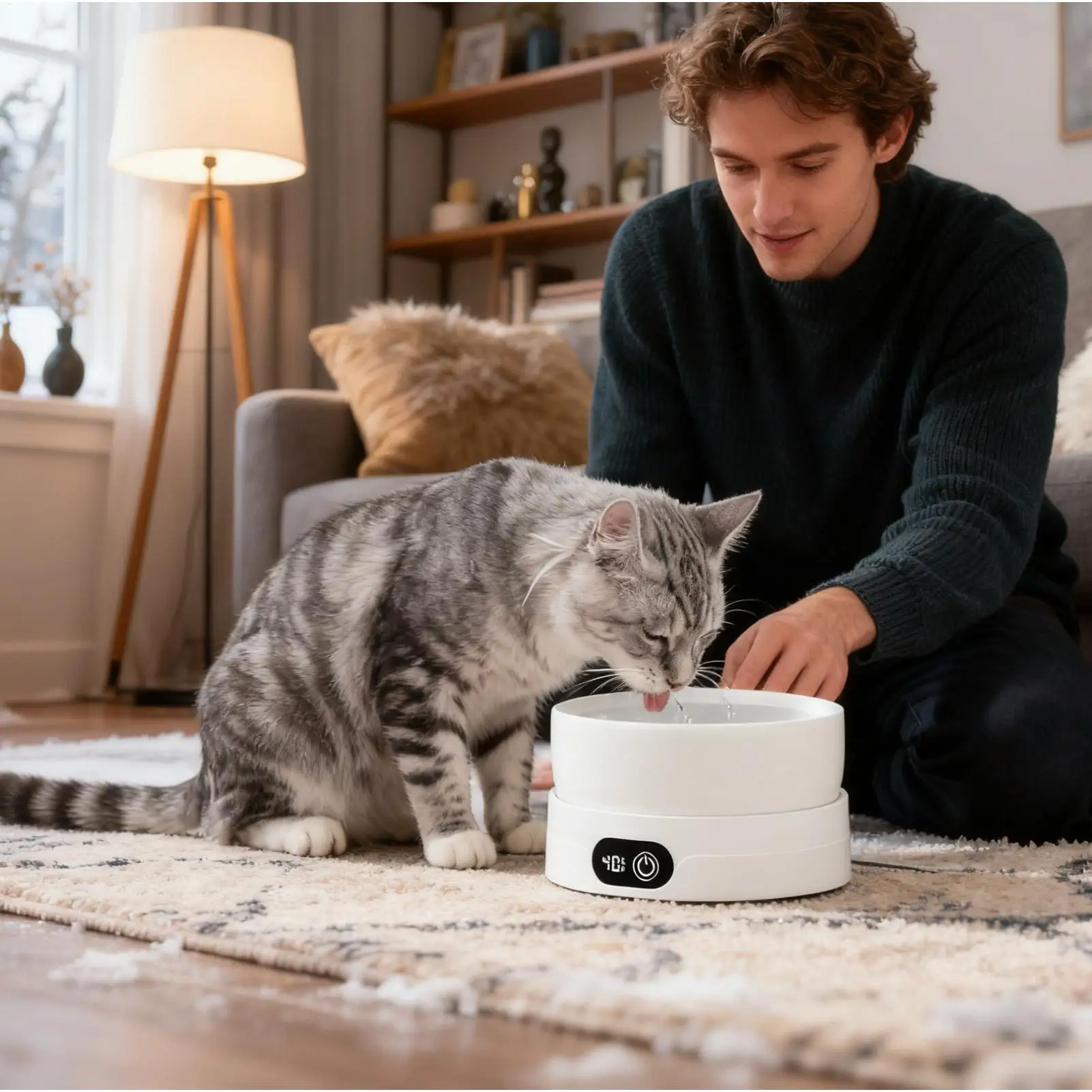 

Heated Water Bowl For Cats 4 Temperature Settings Winter Pet Drinking Plate Thermal Dog Water Bowl For Chickens Ducks Birds