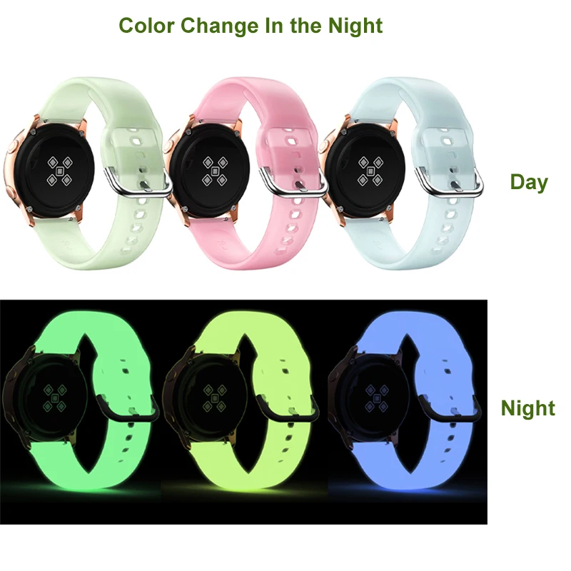 20mm Glitter Band for galaxy watch active 2 44mm 40mm Luminous Fluorescence Grils Strap for Samsung Huawei Amazfit Smartwatch