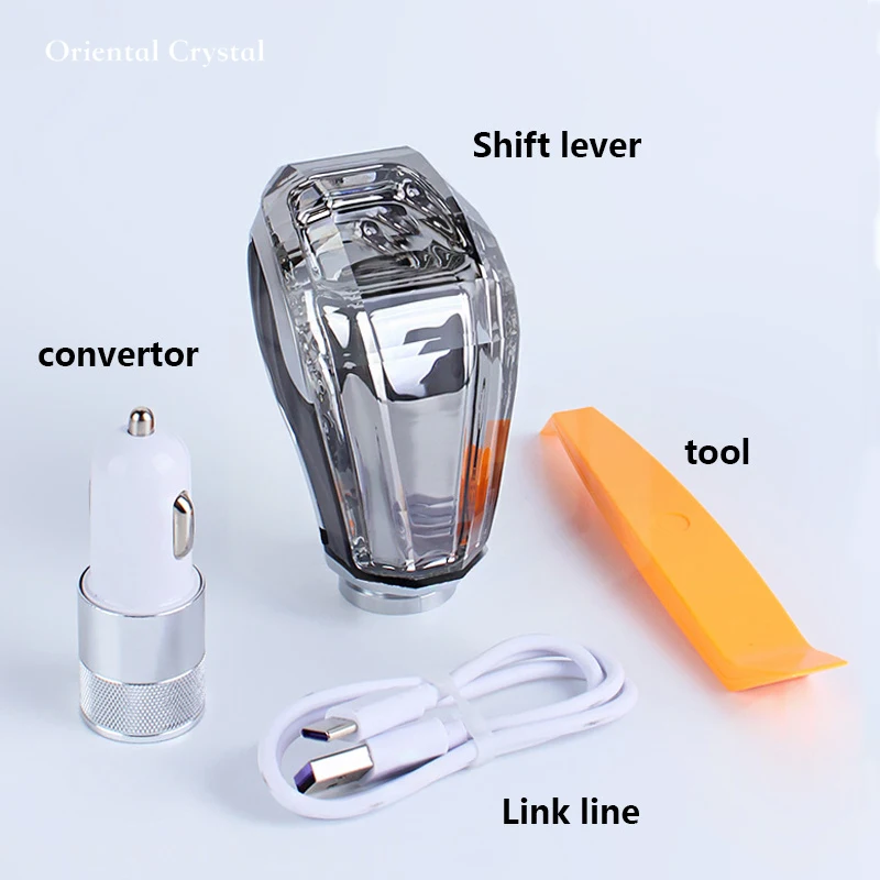 

LED Crystal Shift Knob Is Suitable For Honda Fit Accord Civic CRV Seven Color Luminous Gear Head Charging Car Modification Part