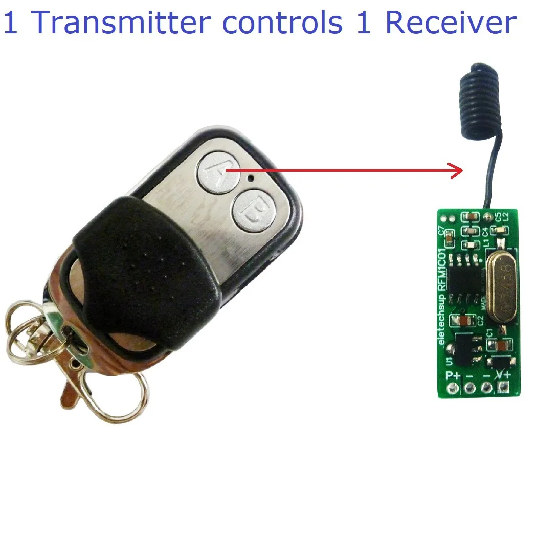 

2A Energy Saving Remote Control Switch MOS Module RFM1C01+CJ002 433M for 3.7V 7.4V 12.8V 14.8V 18650 Lithium Battery LED