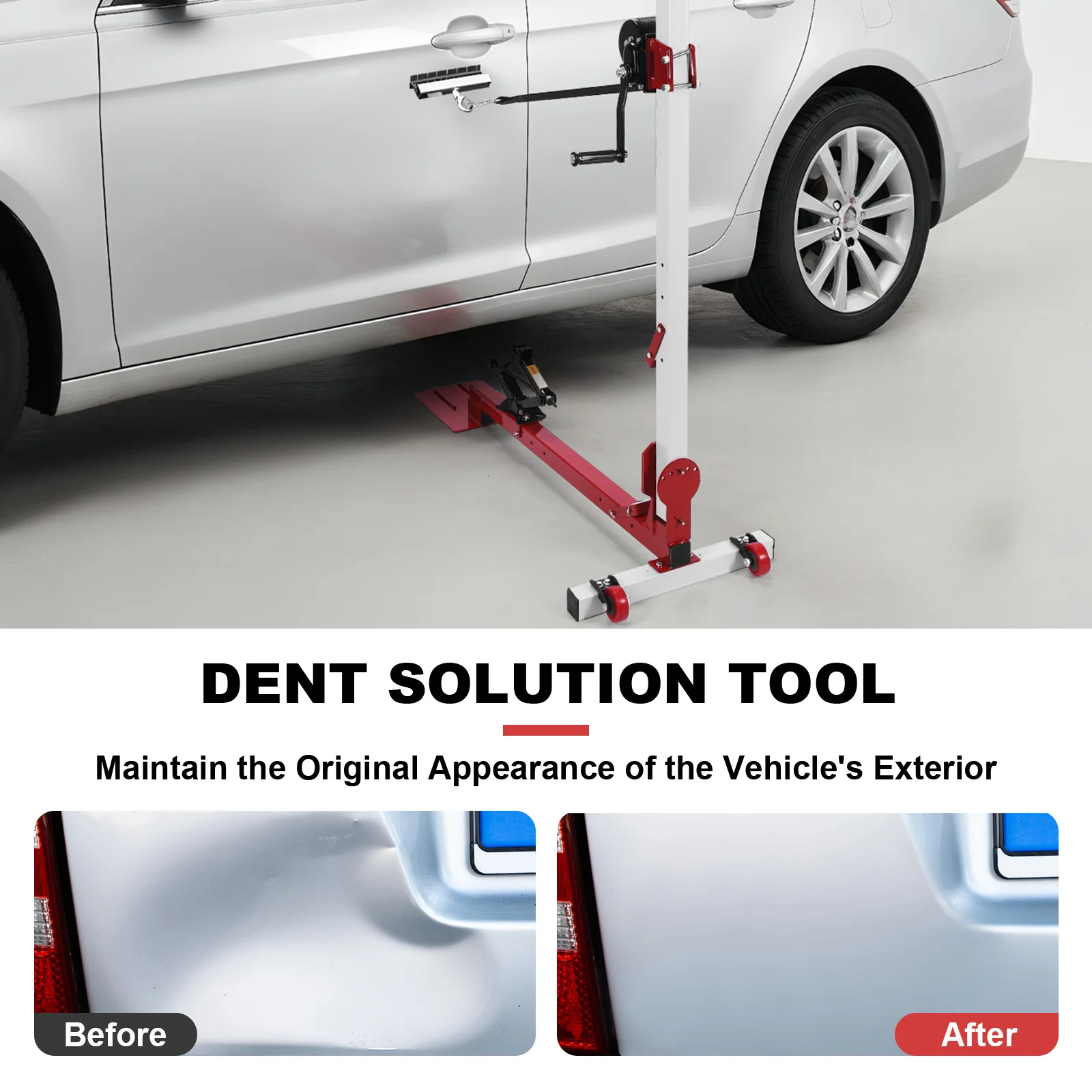

Dent Repair Puller 3 in 1 with Nylon Casters Car Dent Pull Lever Bar 1322lbs Pulling Force for Repair on Fenders Sills Doors