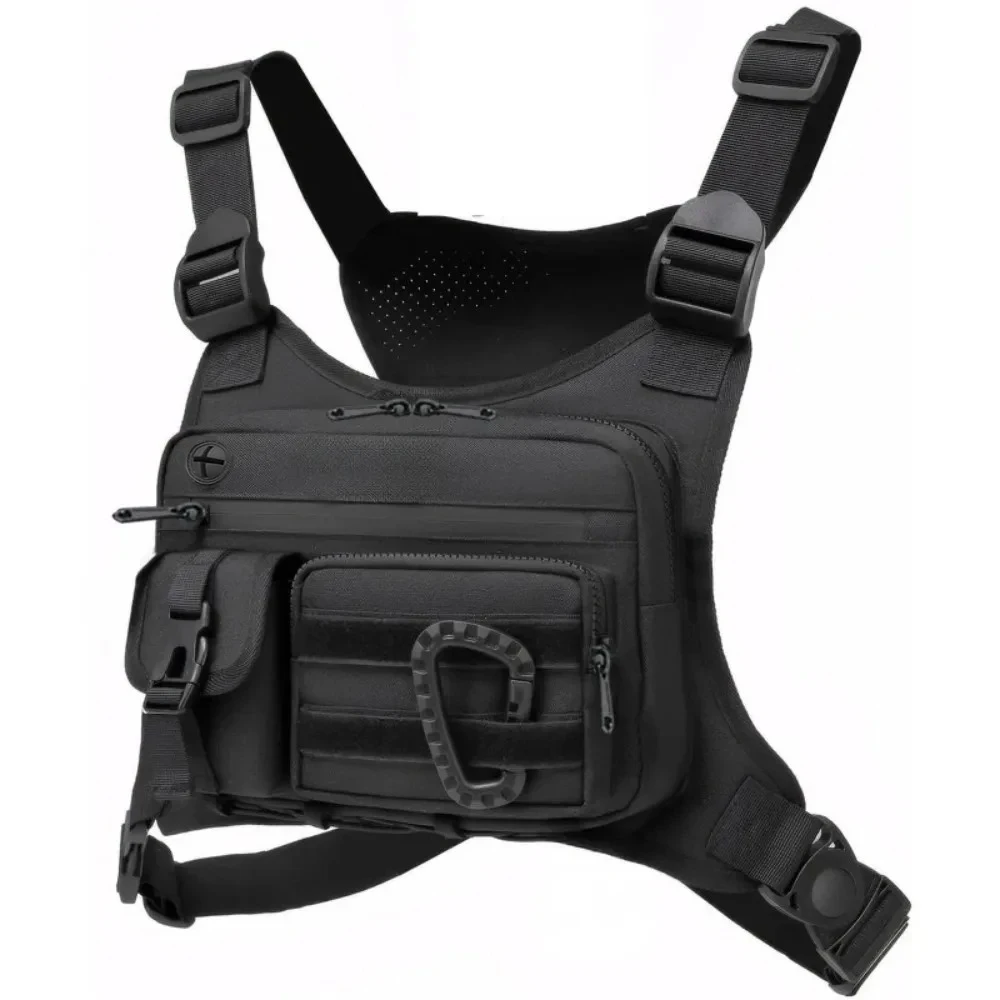 Bolsa de peito para atividades ao ar livre para homens e mulheres, colete tático para corrida, ciclismo, mochila de peito EDC para esportes e treinos.