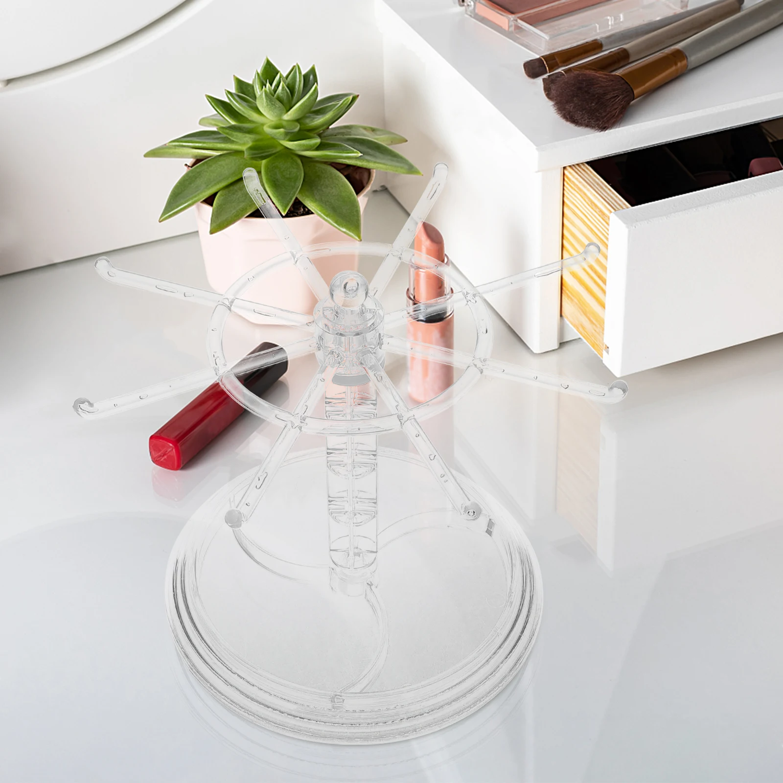 

Jewelry Storage Rack Hair Accessories Organizer Key Ring Holder Rotatable Desktop Display Stand for Earrings Bracelets Headbands