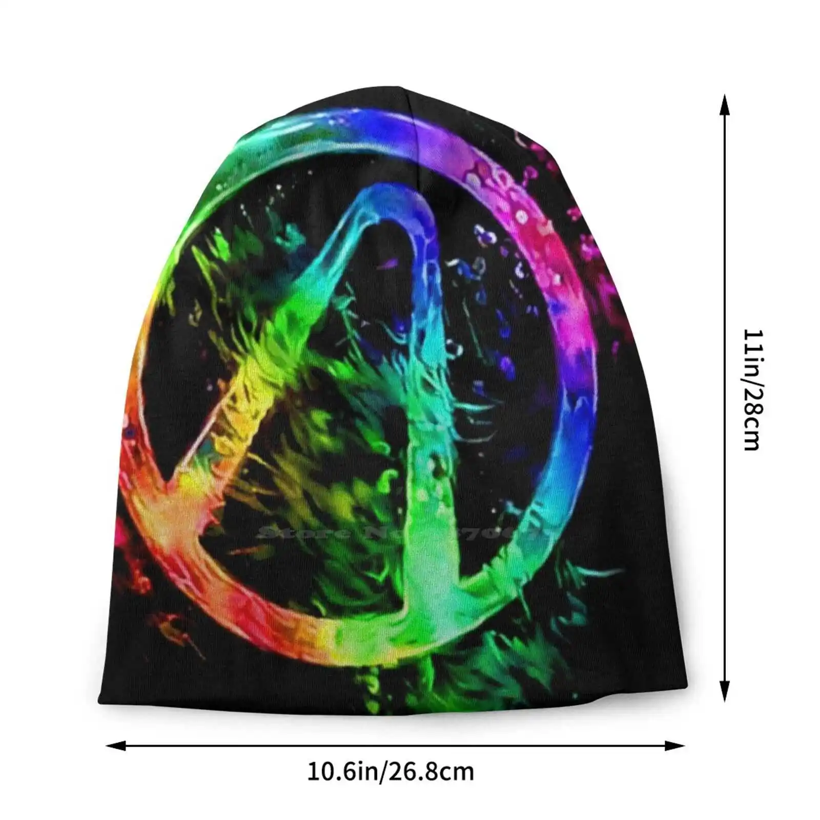 Rainbow Splash Hunter Symbol Knitted Hat Warm Beanie Outdoor Caps Rainbow Splash Light Bright Colorful Abstract Black Neon