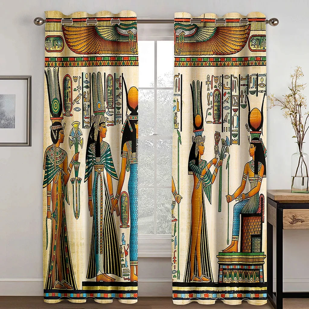 Ancient Egypt Window Curtains, Retro Drapes Decor for Bedroom Living Room Home Decor Vintage Egyptian Murals Different Pattern