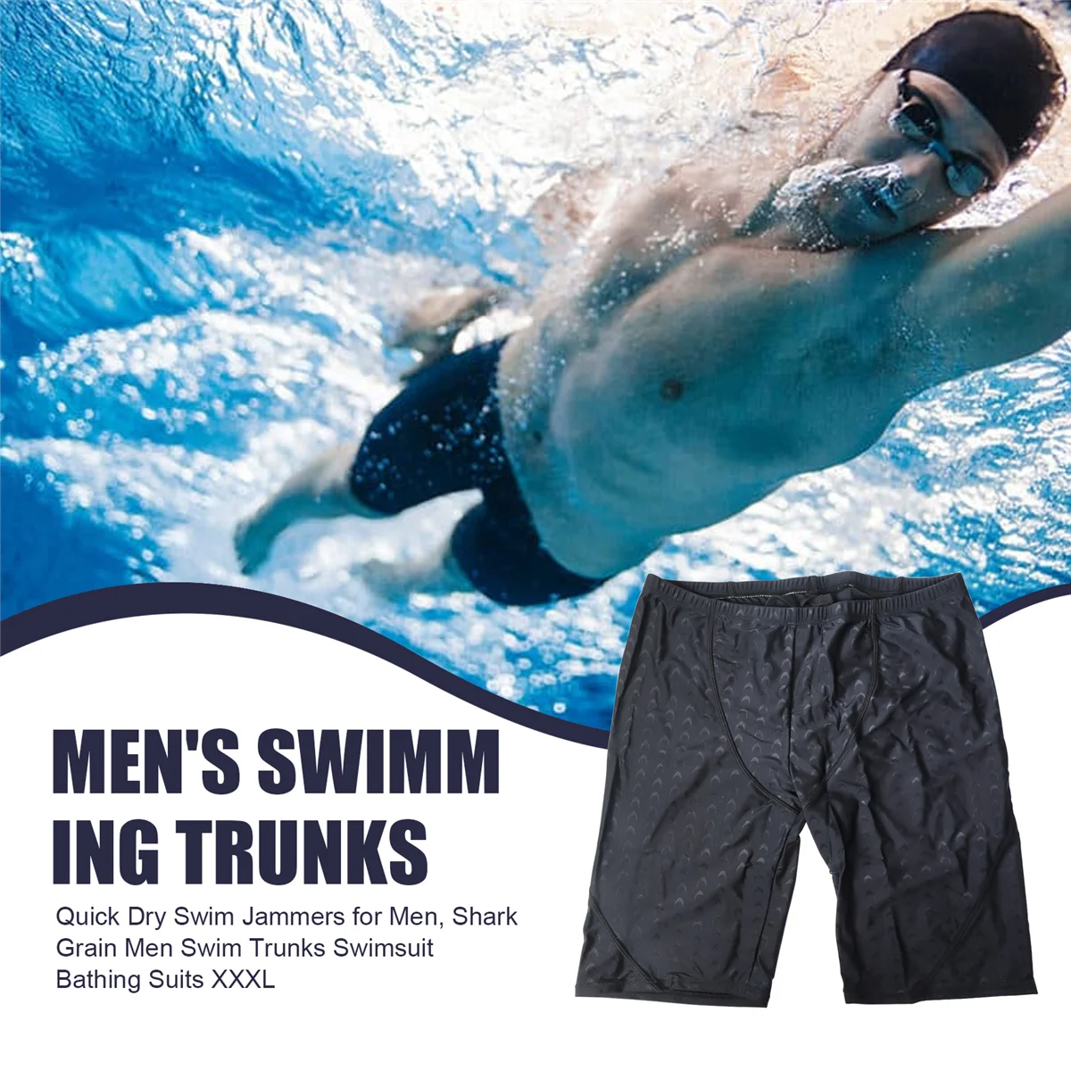 ABQR Quick Dry Swim Jammers for Men, Grain Men Swim Trunks Swimsuit Bathing Suits XXXL