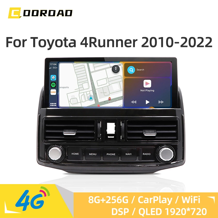 1920*720 Android 14.0 Car Radio GPS Navigation 4G WiFi Bluetooth DSP RDS Stereo Multimedia Player For Toyota 4Runner 2010-2022