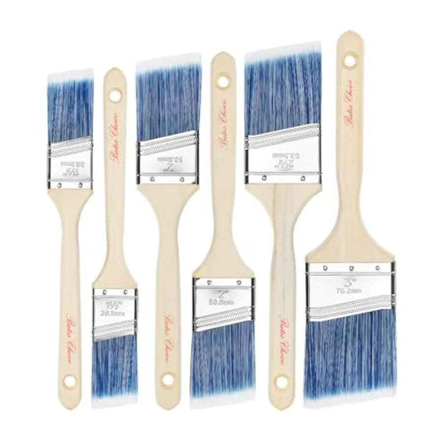 

Bates Angle Paint Brushes, 6 Pack - 1.5", "2", "2.5", "3" Inch, Treated, Stain and Wall Paint Brushes for Walls and Furniture