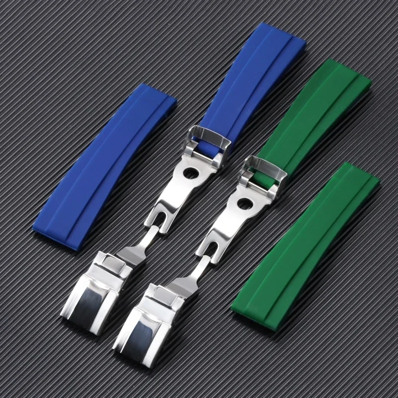 20mm Rubber Soft Strap for Rolex Submariner Oysterflex Daytona GMT Men Sport Waterproof Bracelet Rubber Watchband