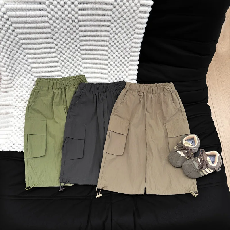 2026 Autumn New Children Loose Trousers Solid Boys Cargo Pants Girls Simple Versatile Casual Pants Cotton Kids Clothes