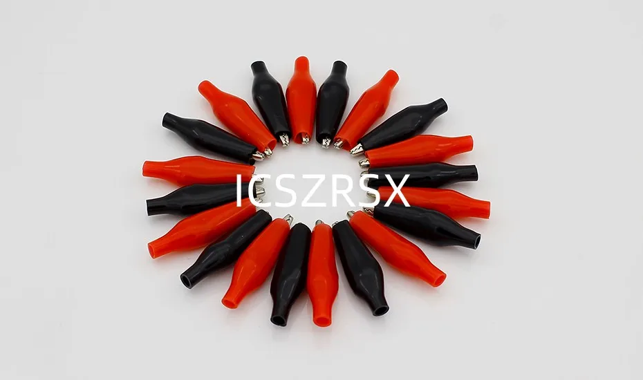 

20 шт./лот, 28 мм, металлический зажим «крокодил», G98, электрический зажим «крокодил» для тестирования измерителя зонда, черный и красный с пластиковым чехлом