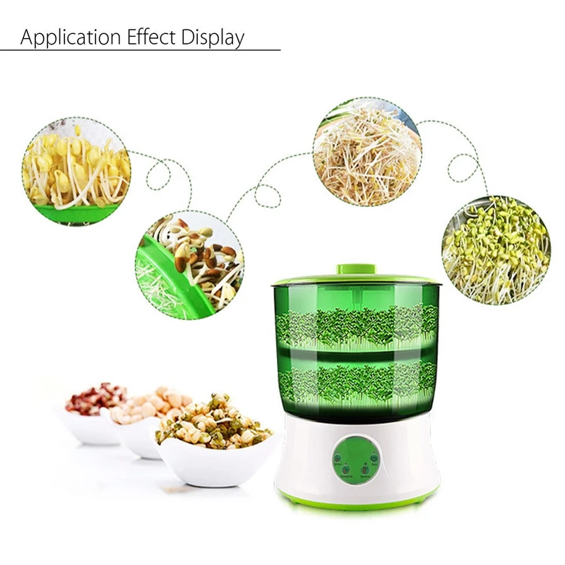 Automatic Bean Sprouts Machine, Sprouts Maker With Double Germination Tray Temperature And LED Display Time