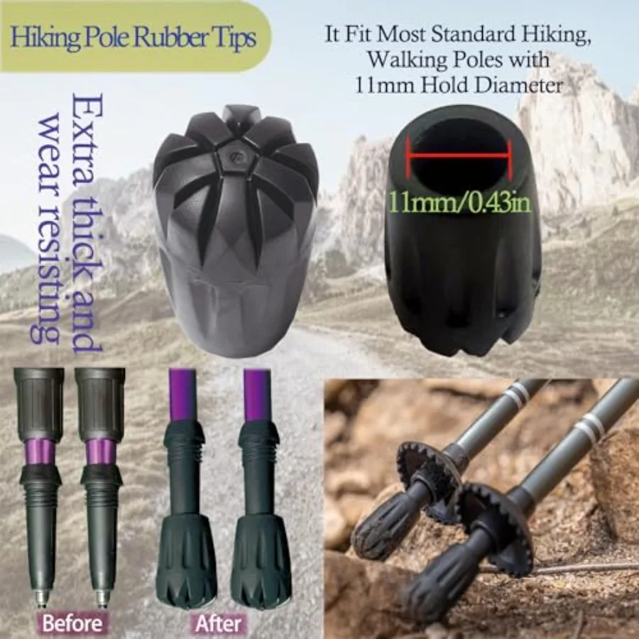 4 قطعة حقيبة الظهر عصا للمشي لمسافات طويلة حامل الأشرطة حبل مرن لأعمدة الرحلات مع 4 قطعة نصائح عمود الرحلات عصا التنزه و 2 #3